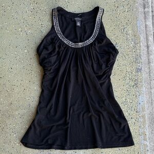 Chic Black Tank Top with Silver Detailing